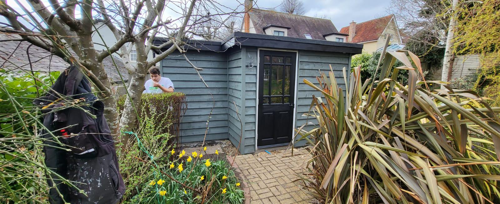 Painted timber garden room exterior in Suffolk