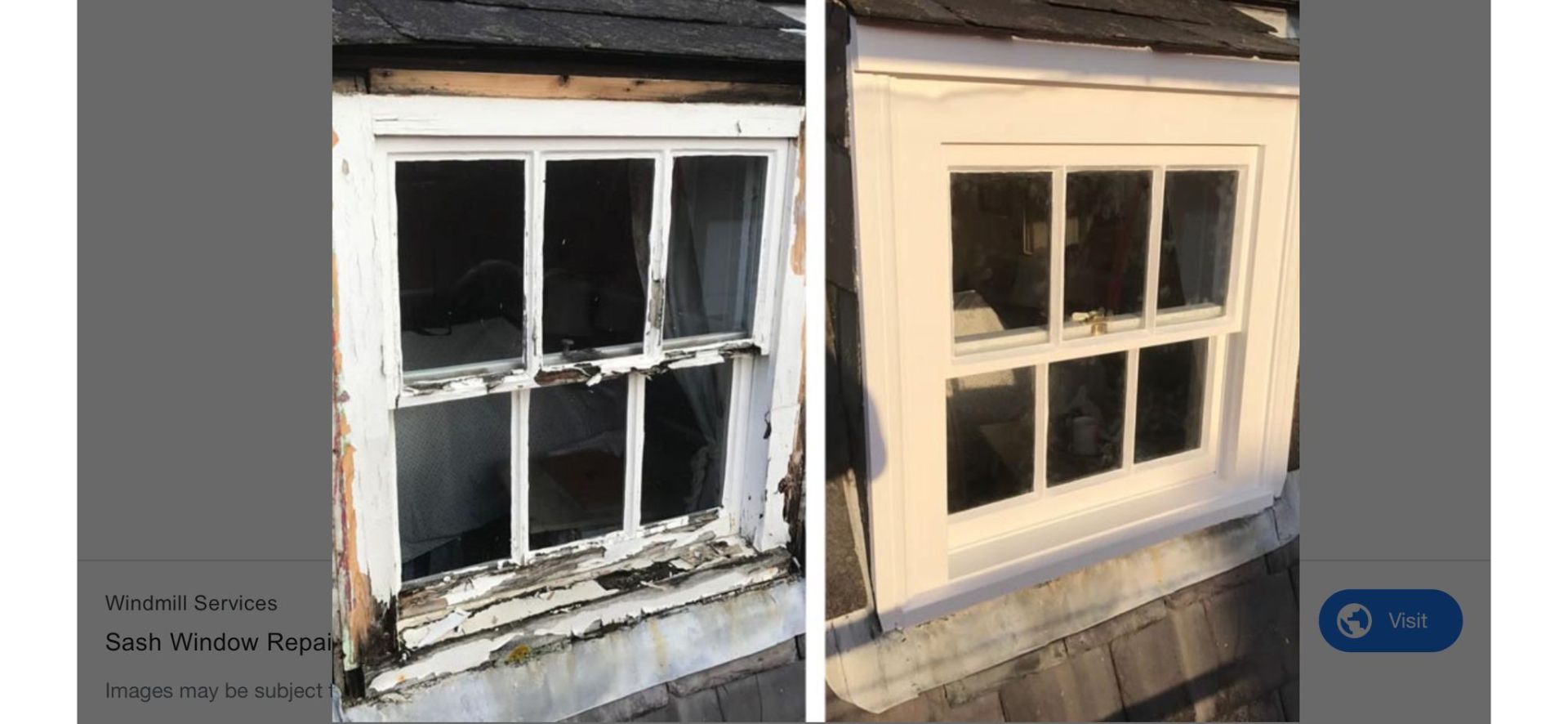 Before and after sash window restoration on a period property