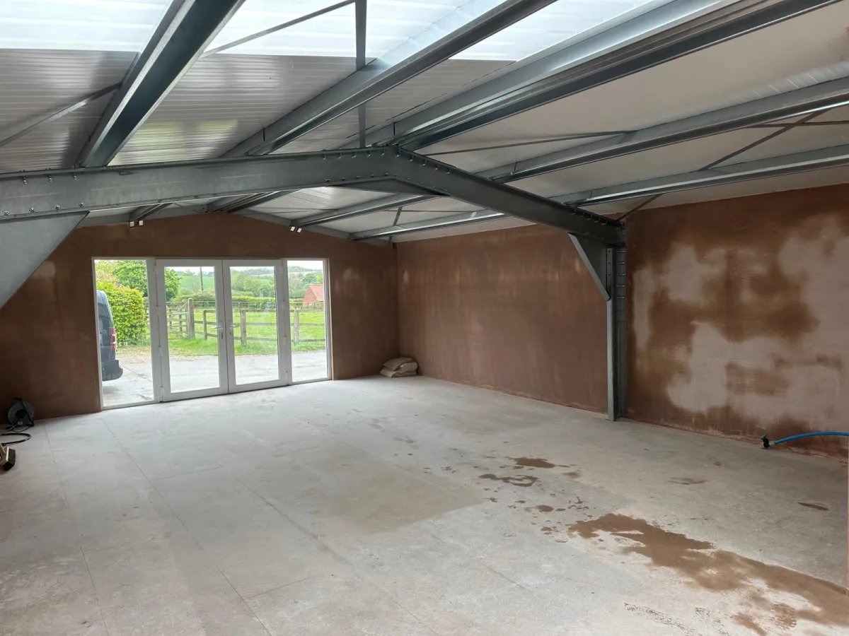 Freshly skimmed plaster ceiling and walls in Suffolk